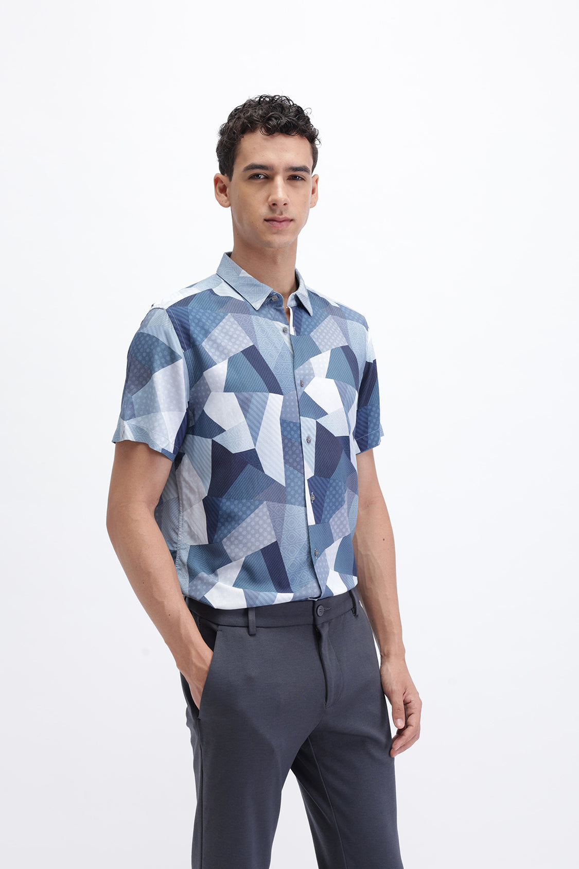 ABSTRACT PRINTED HALF SLEEVES SHIRT