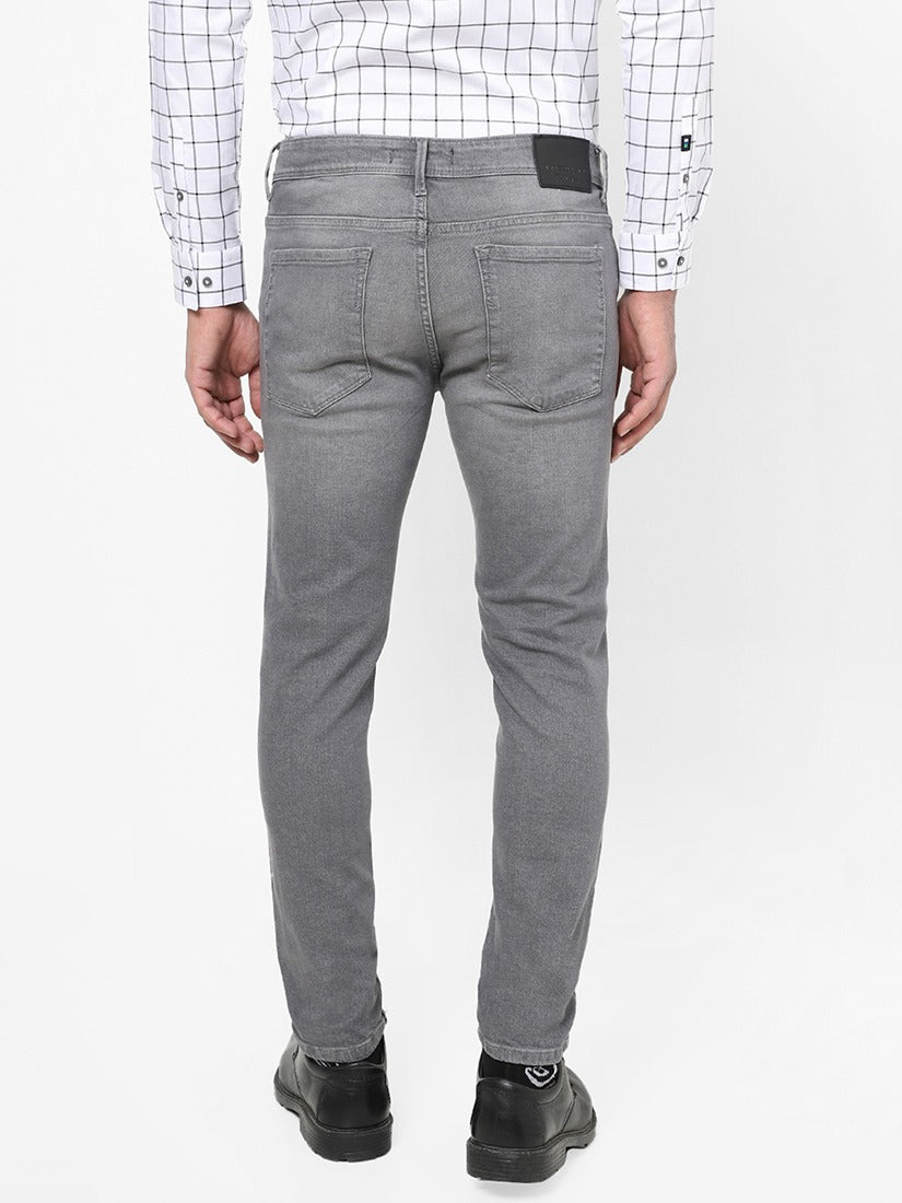 Men Slim Mid Rise Grey Jeans
