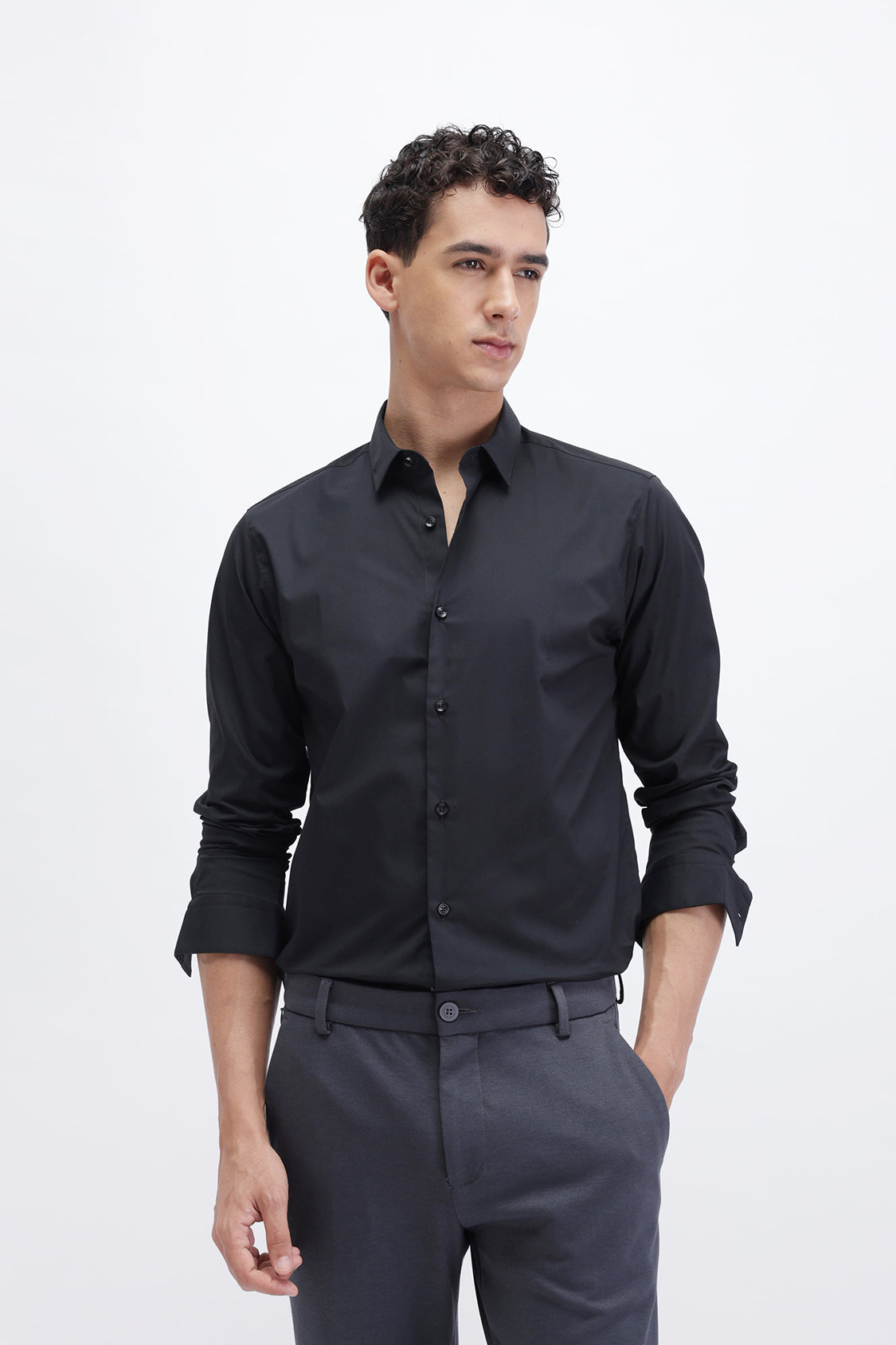 SLIM FIT CASUAL PLAIN SHIRT