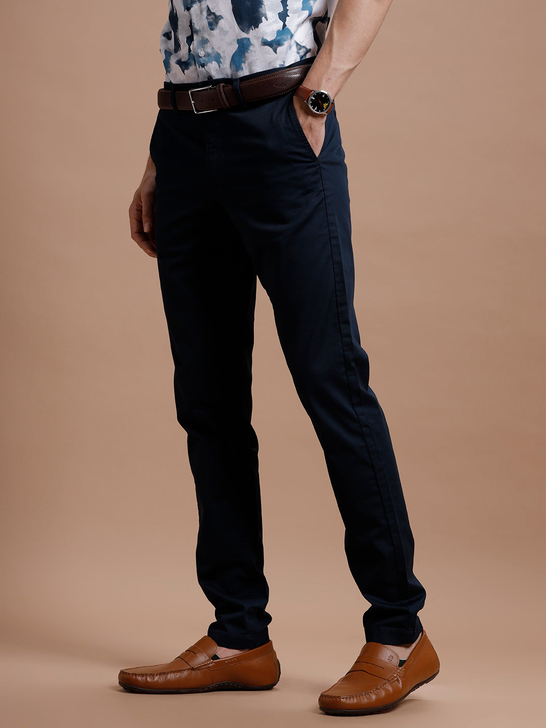 Navy  Smart Casual Cotton Trouser