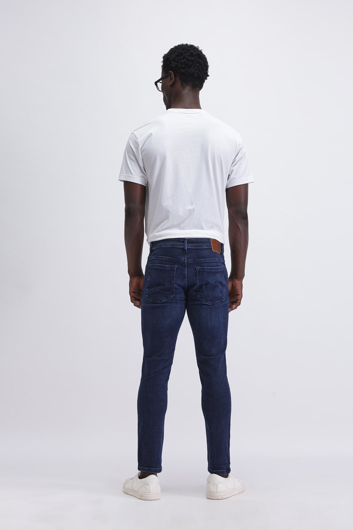 Men Slim Mid Rise Dark Blue Jeans
