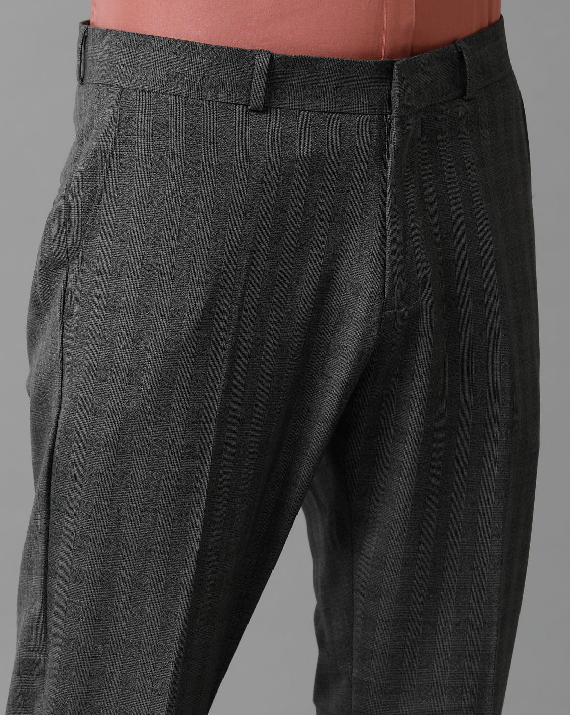 Charcoal Check Knitted Stretch Men's Trouser