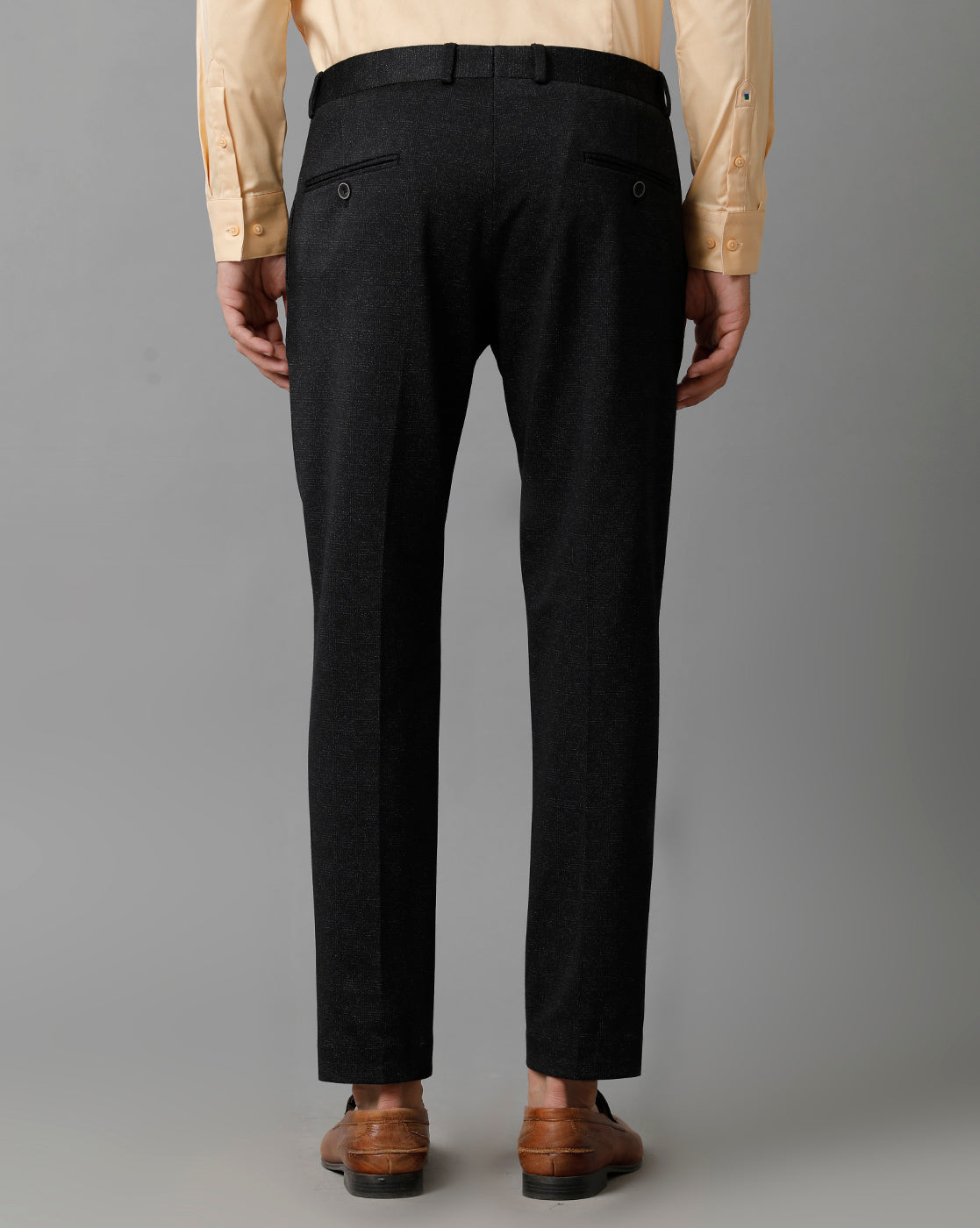 Black Check Knitted Stretch Men's Trouser