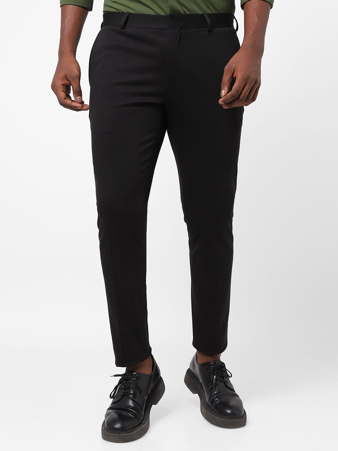 Black Knitted Stretch Men's Trouser