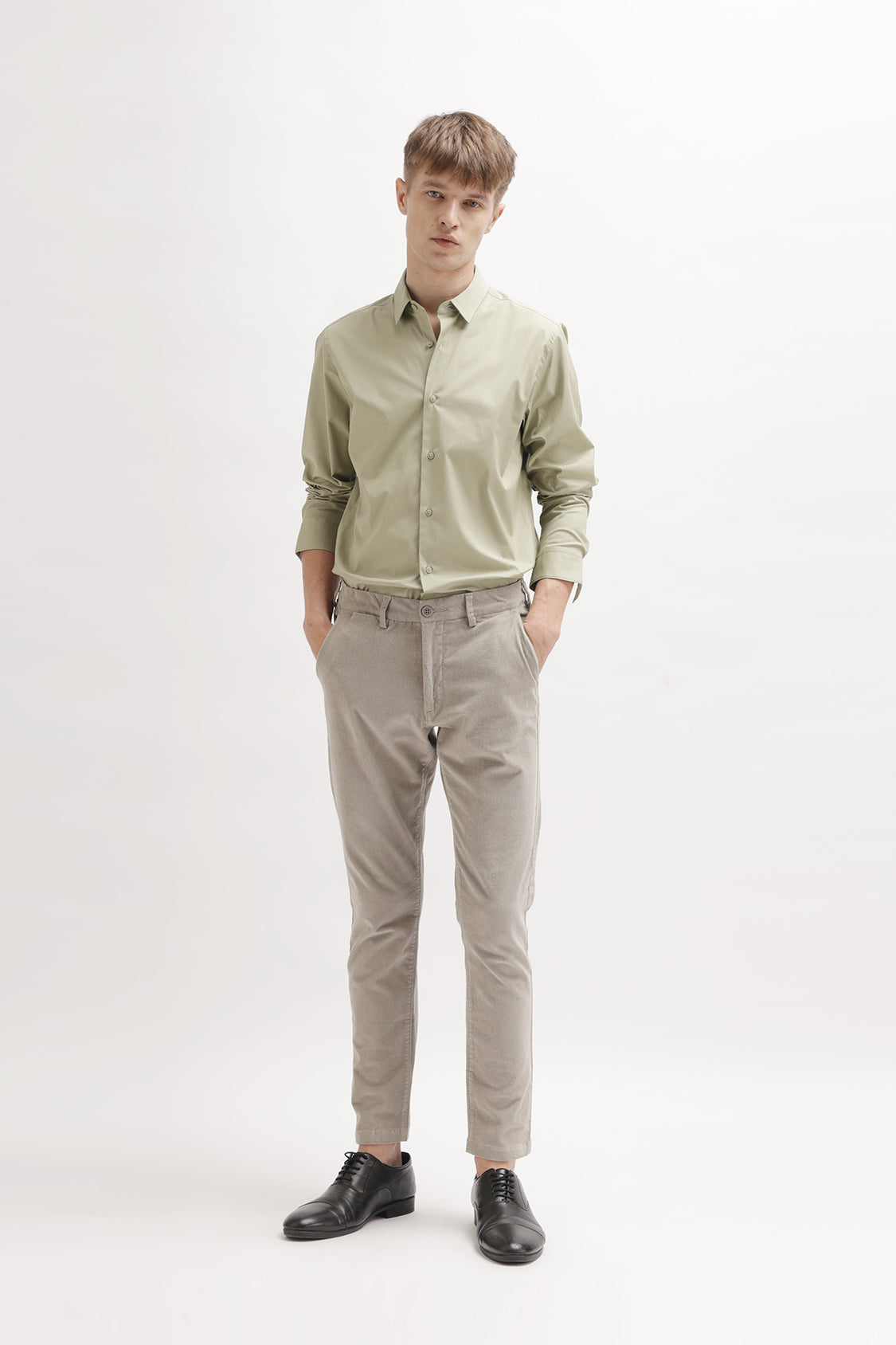 SOLID SLIM FIT COTTON SHIRT