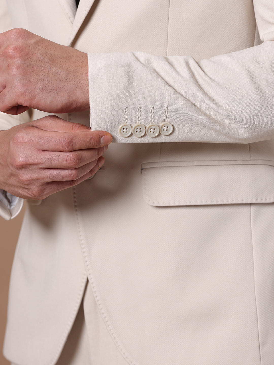 Men's Slim Fit Single Breasted Lt.  Beige Formal Blazer