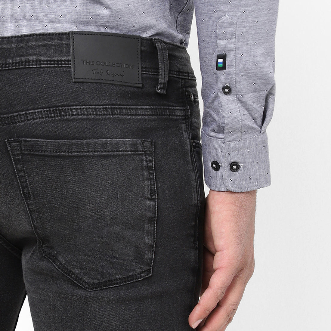 Men Slim Mid Rise Black Jeans